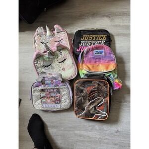 Lunch box, backpack, cute set of 6. Unicorn, Jurassic World, Justice